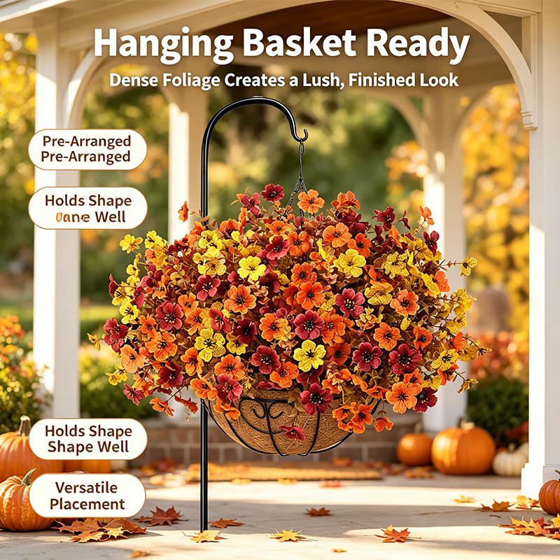 HarvestBloom – Fall & Halloween Artificial Flowers, 12 pcs UV-Resistant Colorful Faux Flowers🍂