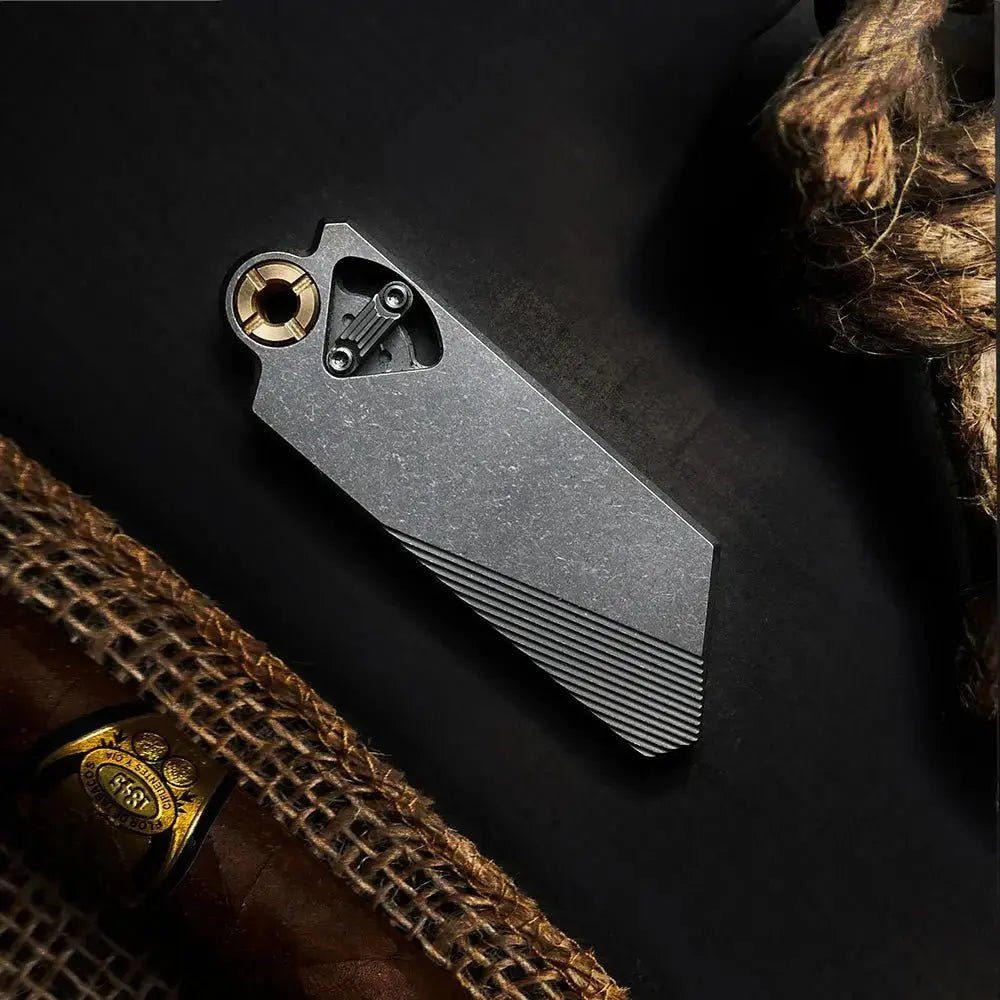 GlideCut – G9 Titanium & Brass Gravity Utility Knife