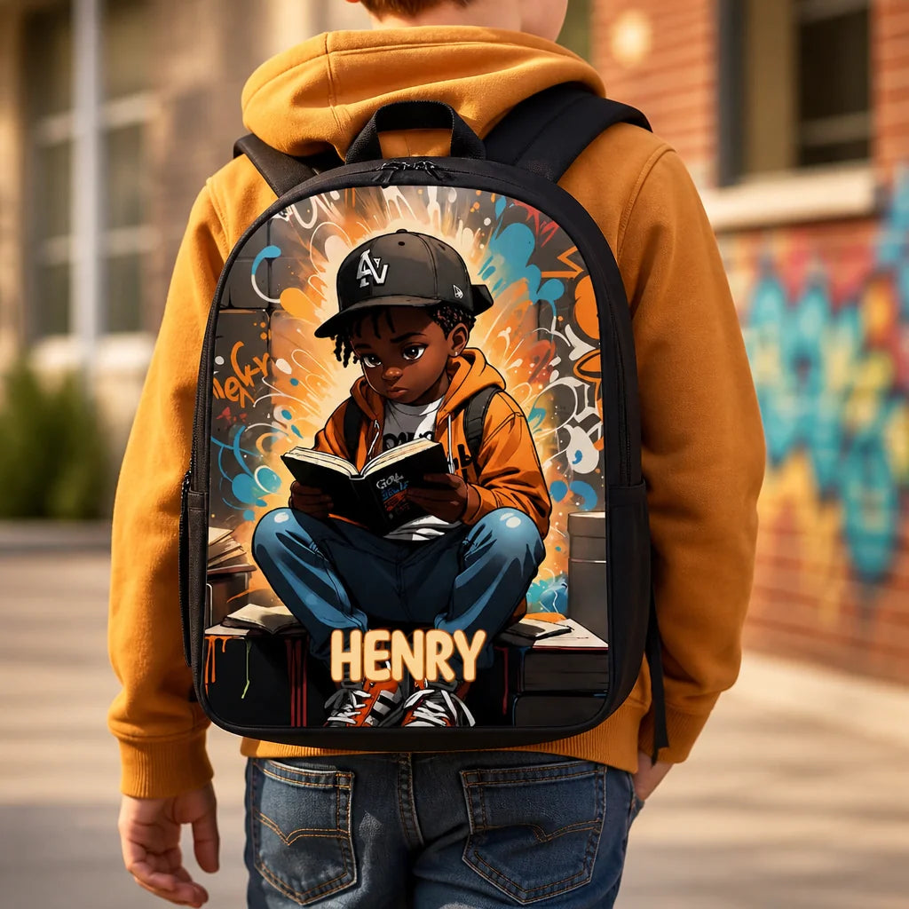 CrownPack – Personalized Afro Art Kids Backpack With Custom Name