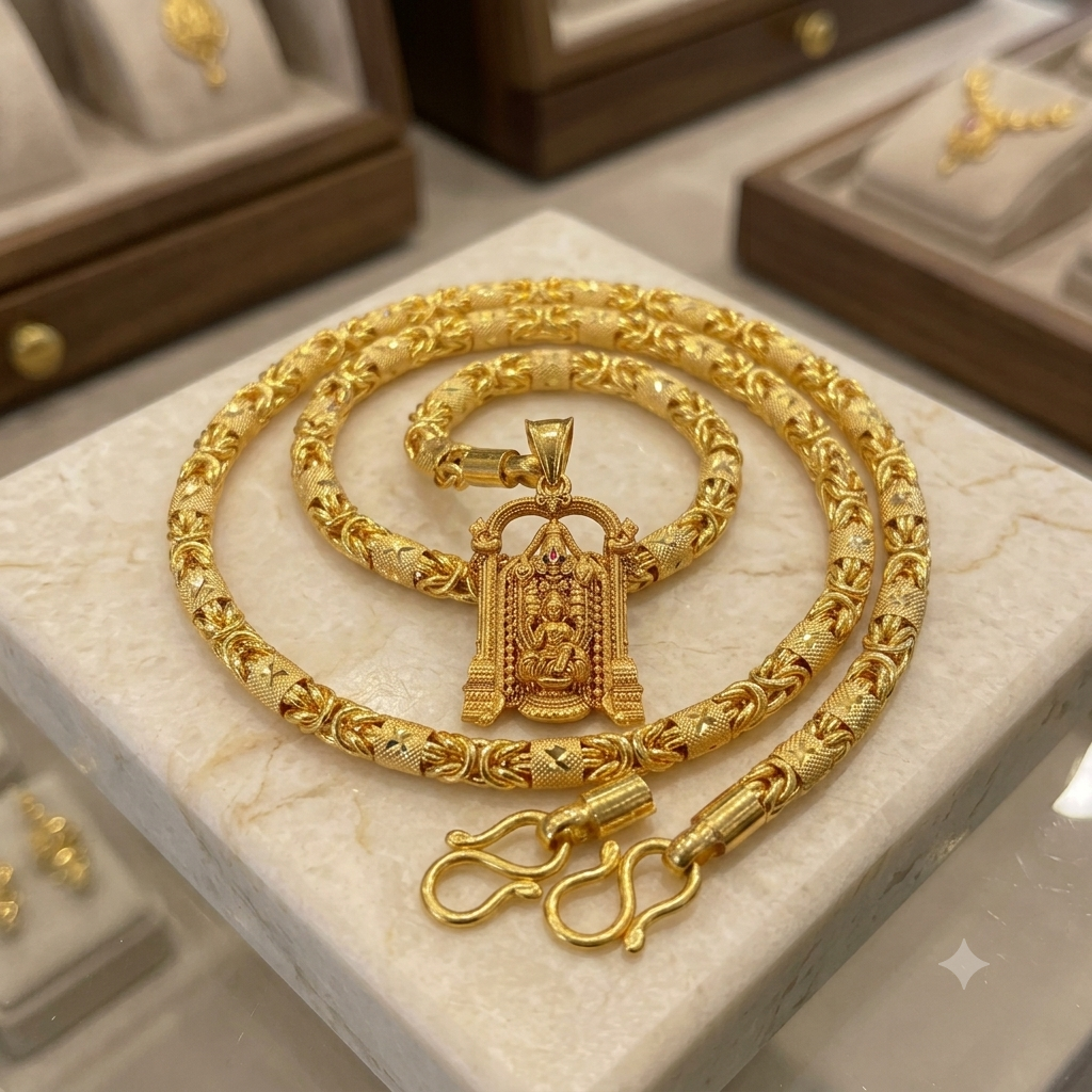 BalajiGrace – Traditional Venkateshwara Swamy Gold Pendant