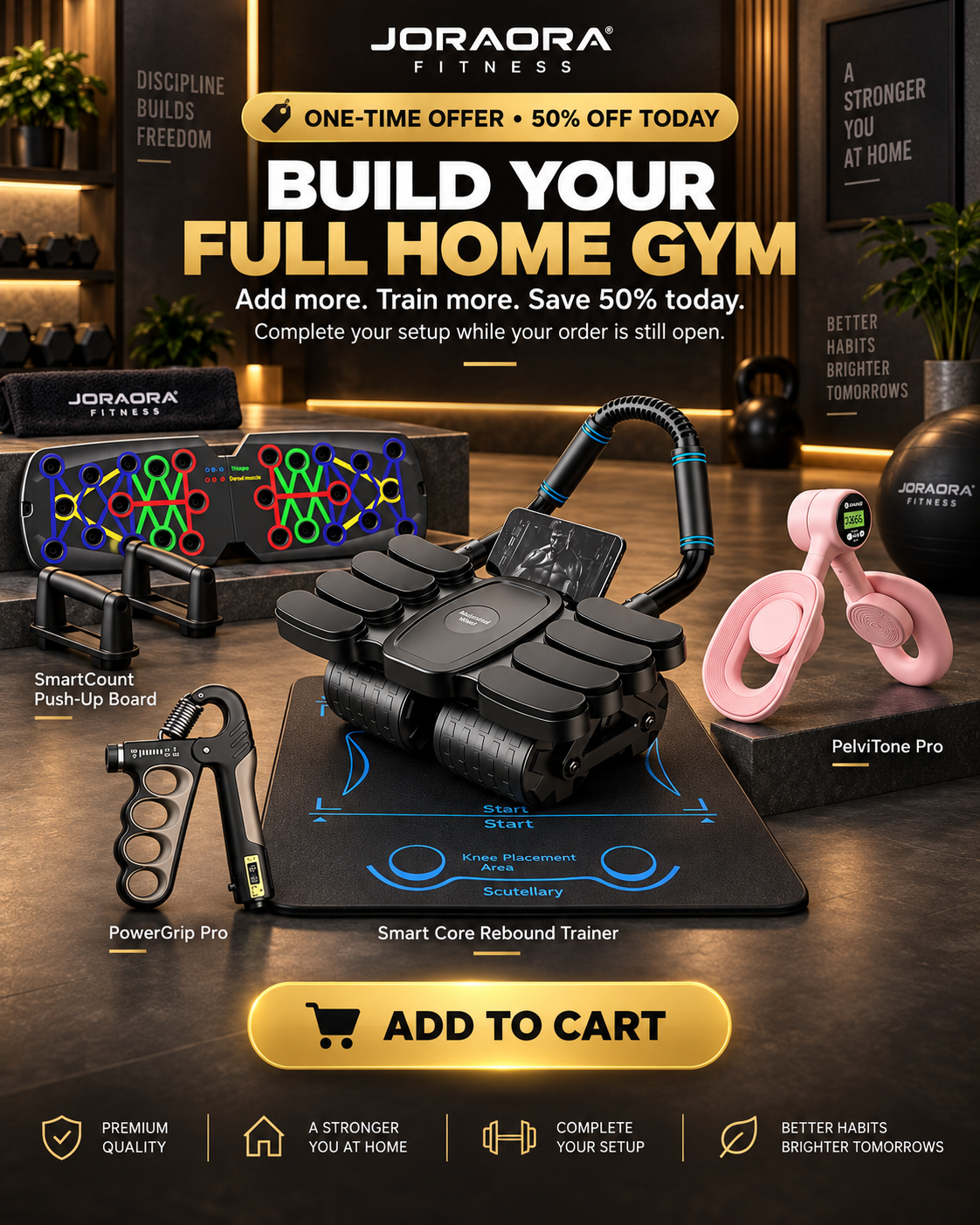 CoreRebound – Four-Wheel Smart Ab Roller with Automatic Rebound & Elbow Support