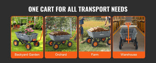 【SummerFinds】VEVOR Poly Garden Dump Cart with Easy to Assemble Steel Frame, 2-in-1 Convertible Handle, 13 Inch Tires, Max Capacity 600-1500 lbs, Utility Wheelbarrow Productivity Yard