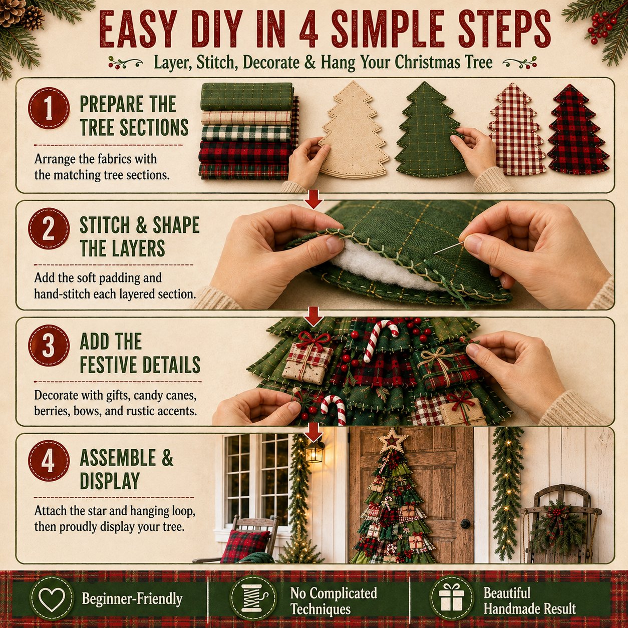 PatchworkWelcome – Beginner-Friendly Oversized DIY Tree Door Hanging Kit