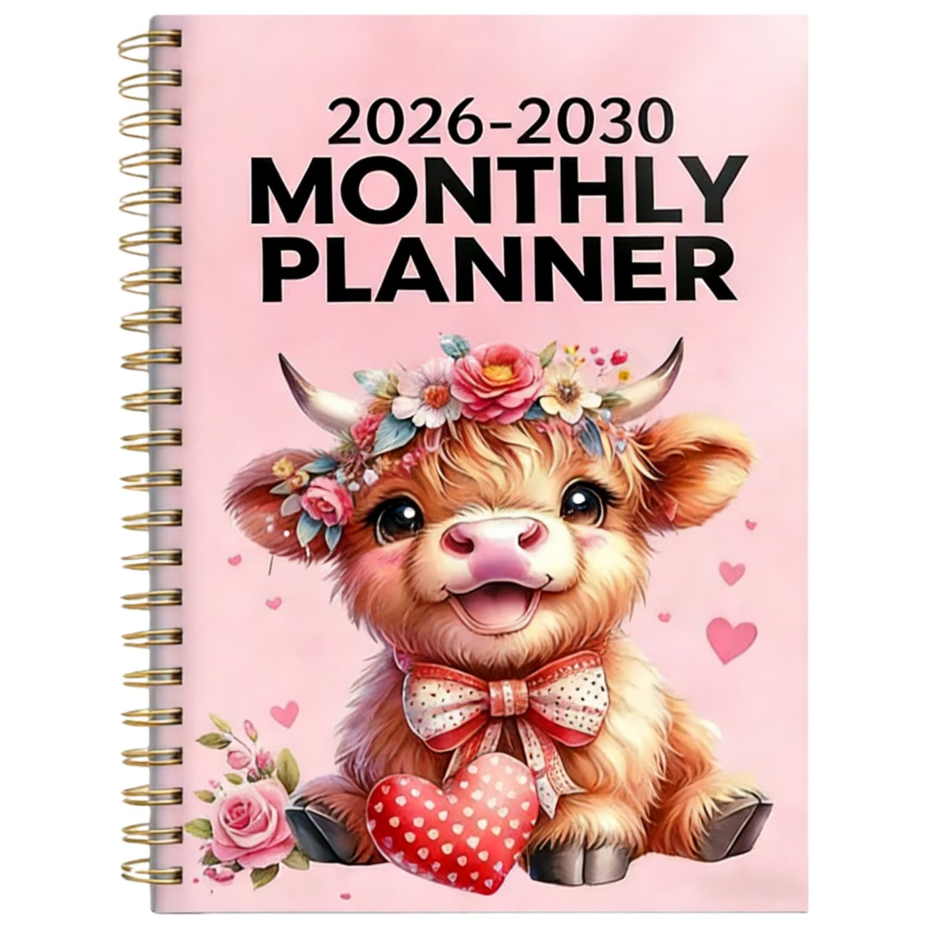 MooPlan – 🐮 2026–2030 Monthly Planner ✨ Cute Highland Cow 5-Year Calendar with Large Monthly Blocks