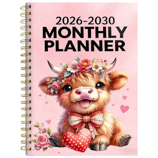 MooPlan – 🐮 2026–2030 Monthly Planner ✨ Cute Highland Cow 5-Year Calendar with Large Monthly Blocks