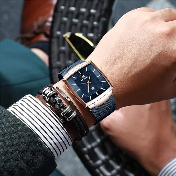 SquareMesh – Men’s Quartz Watch with Mesh Bracelet