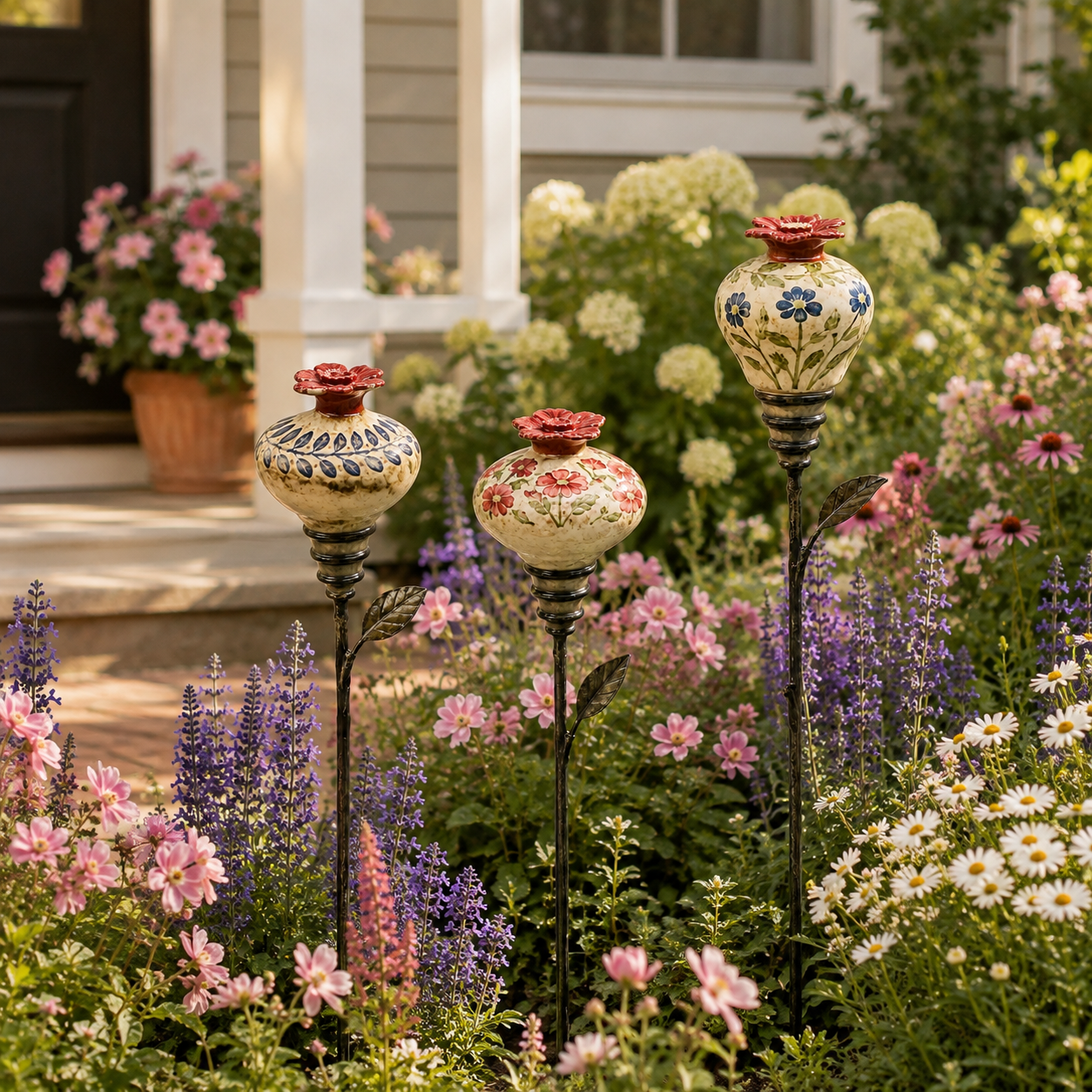 NectarCharm – Vintage Ceramic Hummingbird Feeder Garden Stake