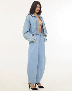 BarrelBloom – High-Rise Barrel Cut Wide-Leg Denim