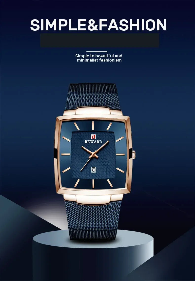 SquareMesh – Men’s Quartz Watch with Mesh Bracelet