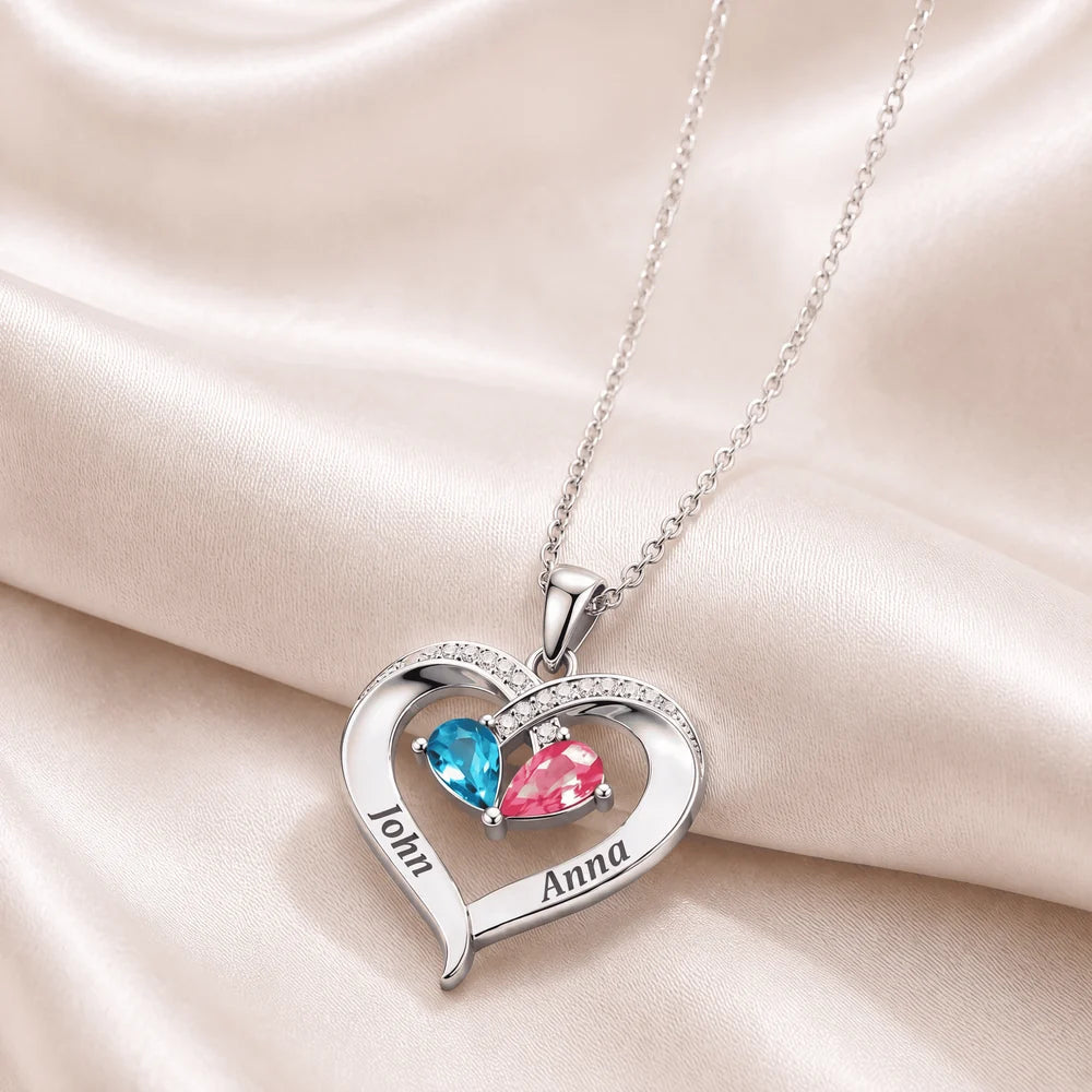 AlwaysYours – Personalized Birthstone Heart Necklace