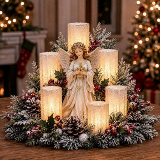 🌲YuleGlow – Christmas Lighted Centerpiece with Flameless Candle Glow