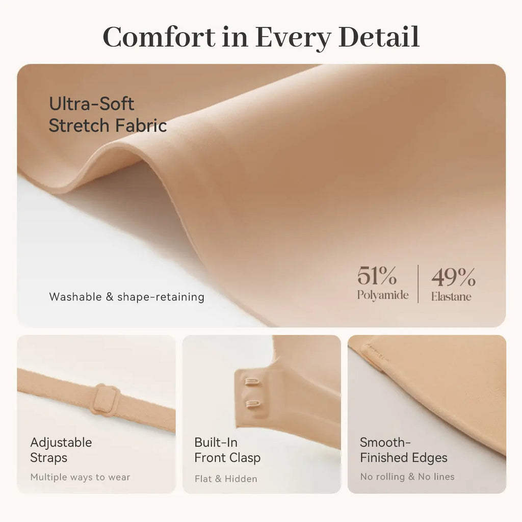 LiftLock – 🎒✨ Strapless Push-Up Bra with Front Closure, Padded Lift & Non-Slip Support 💕