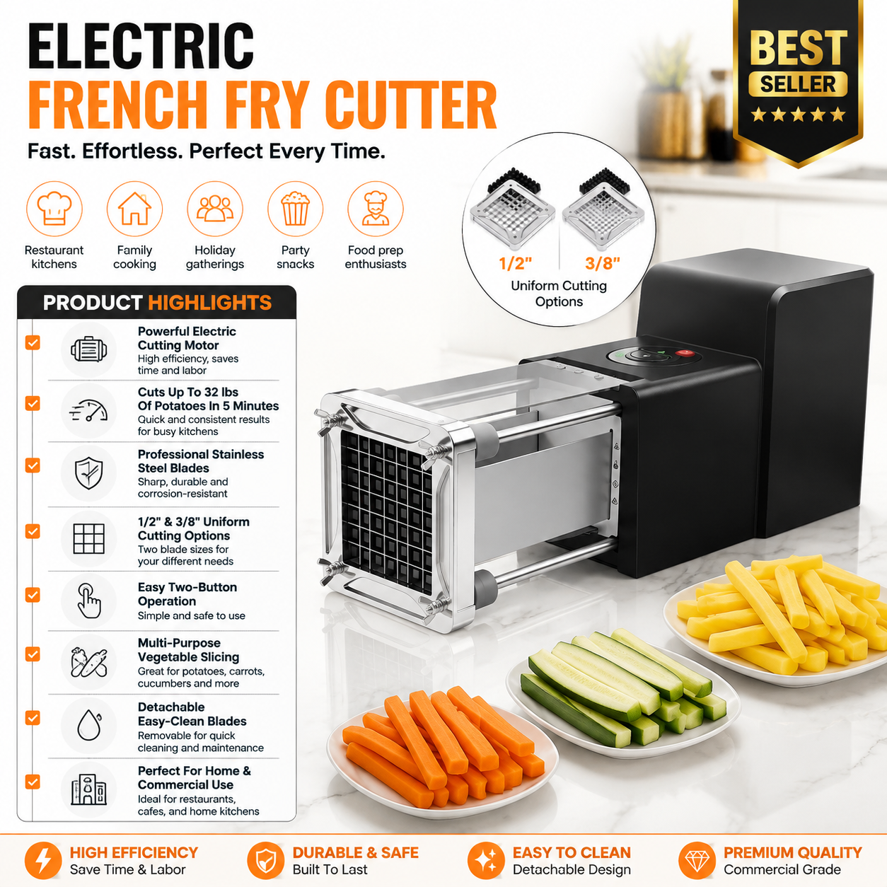 SpudSlice – ⭐ Stainless Steel Electric Vegetable Potato Cutter Machine 🍟