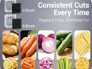 Sopito Electric French Fry Cutter - Stainless Steel Vegetable & Potato Cutter (Multifunctional Vegetable Cutter) Timesaver Tool with 3 Interchangeable Blades for Crispy Fries, Carrots Kitchen Gadgets Modern Kitchenware Cooking