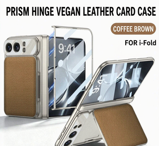 ⭐PrismFold – Magnetic Leather Wallet Stand Case with Screen Glass Film for iPhone Duo