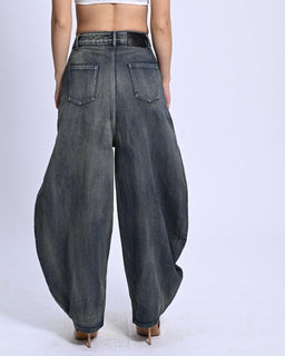 BarrelBloom – High-Rise Barrel Cut Wide-Leg Denim