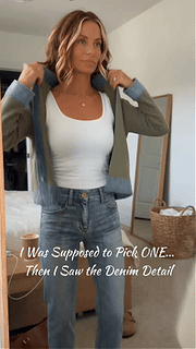 DenimEase – Women's Denim-Paneled Knit Cardigan