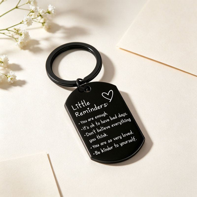 LittleReminders – Inspirational Stainless Steel Dog Tag Keychain