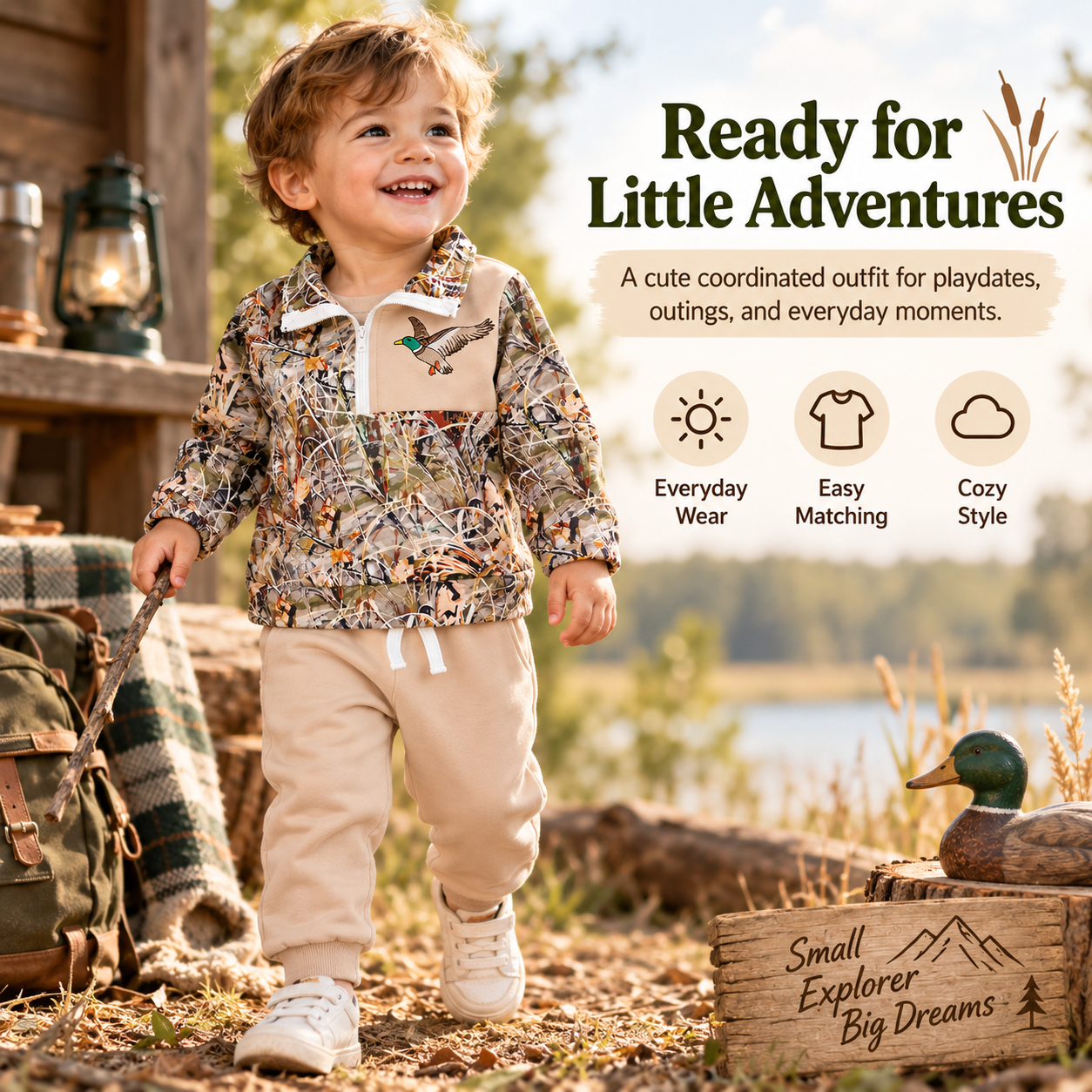 DuckTrail – ✨Toddler Duck Camo Outfit, Easy 2-Piece Style for Little Explorers