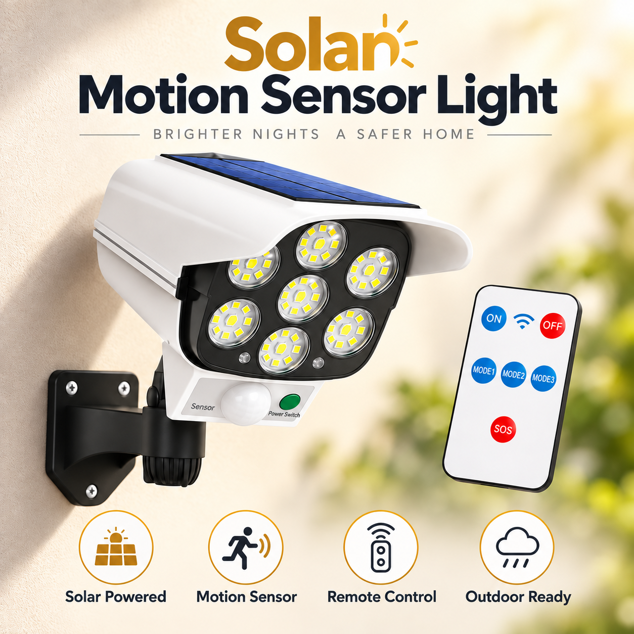 🚨 SunSentry – Solar Simulated Surveillance Camera Light with Motion Sensor, Remote Control & No Wiring ☀️