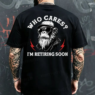 RetireMonkey – Who Cares? I'm Retiring Monkey Graphic T-Shirt