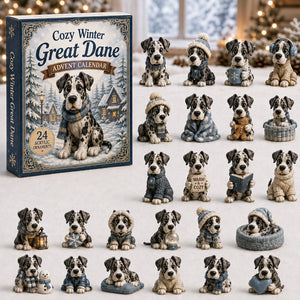 DaneDays – 🐶❄️ Cozy Winter Great Dane Advent Calendar 2026, 24-Day Acrylic Charm Countdown