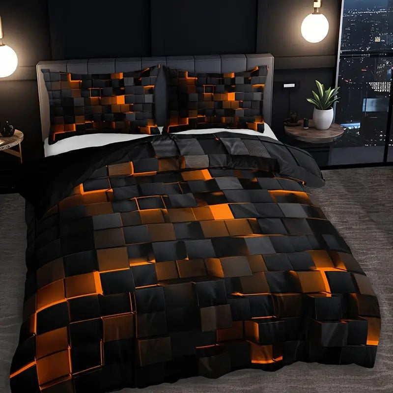 GlowCube – 3D Gradient Duvet Cover Set
