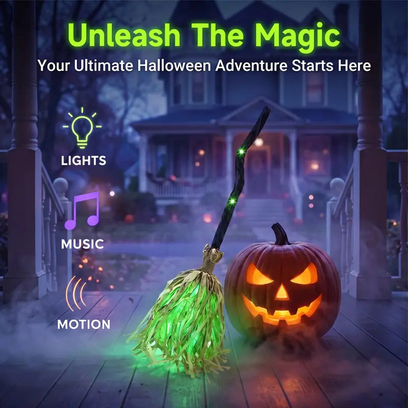 WitchGlow – 🧙‍♀️🧹 Animated Halloween Broom with Light & Sound