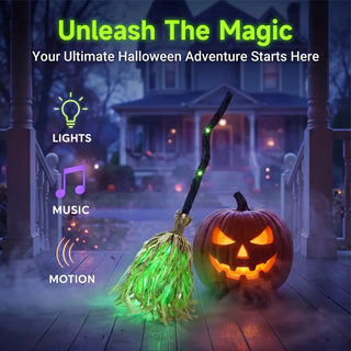 WitchGlow – 🧙‍♀️🧹 Animated Halloween Broom with Light & Sound
