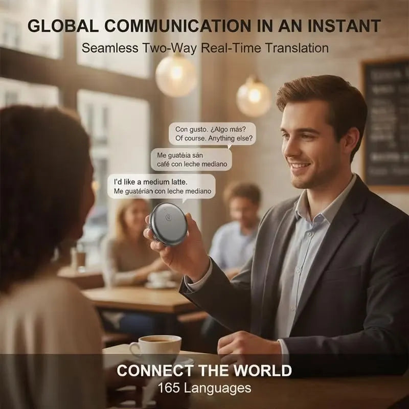LinguaPod – 🌎 AI Wearable Translator with 165+ Language Two-Way Voice Translation, Smart Learning & Bluetooth for Travel, Work and Everyday Conversations