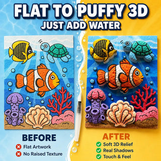 Before and after: from a flat drawing to a raised 3D texture