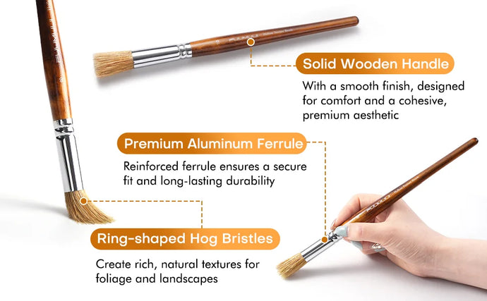 TextureRing – 5-Piece Hollow Hog Bristle Paint Brush Set