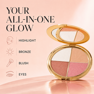 GlowQuad – 4-in-1 Glow Palette for Highlight, Bronze, Blush & Eyes