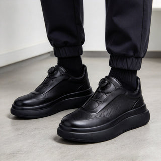 DialStride – Genuine Leather Round-Toe Casual Sneakers