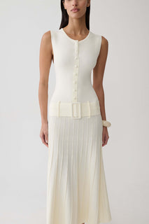 Rebena Pleated Midi Dress - Ivory #6