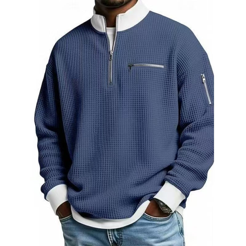 ZipCrest – Men's Casual Stand-Up Collar Contrast-Zip Sweatshirt