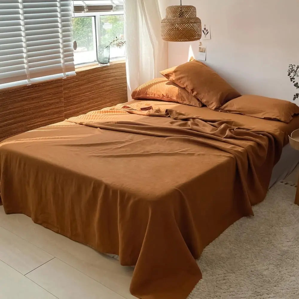 LinenDrift – 100% Linen 4-Piece Bed Sheet Set, Breathable & Moisture-Wicking