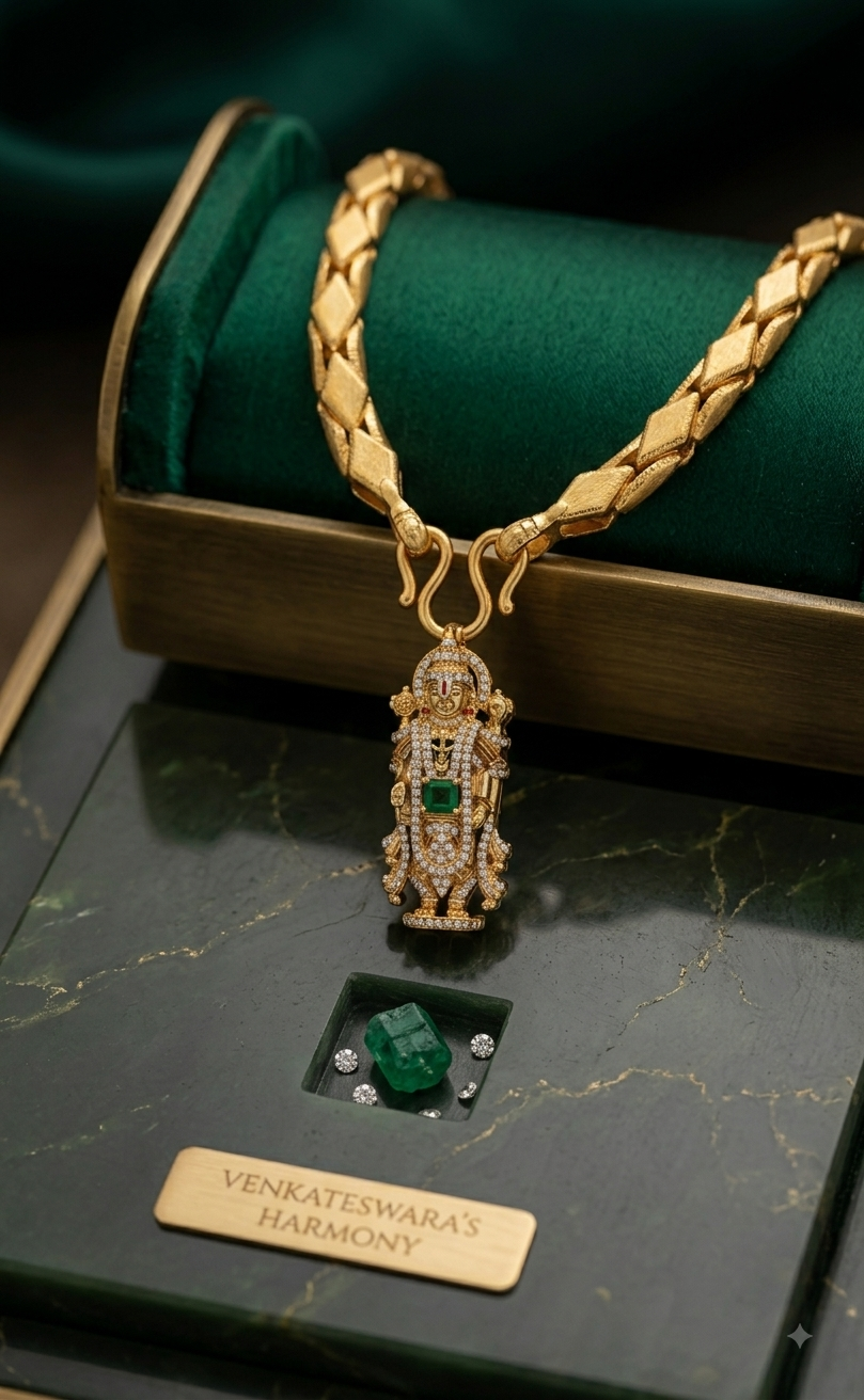 DivineGrace – Balaji Temple Gold-Tone Chain & Pendant