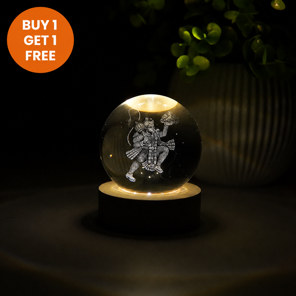 DivineGlow – Laser-Engraved 3D Crystal Deity Night Light with Wooden LED Base