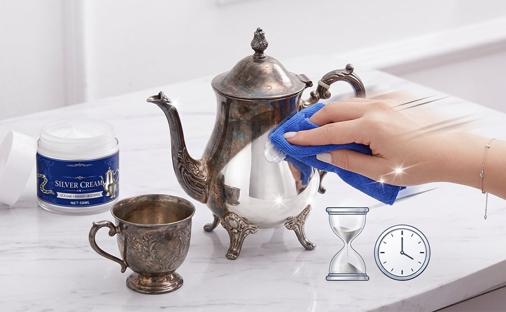 SilverRevive – Professional Instant-Restoration Silver Polishing Cream with Towel