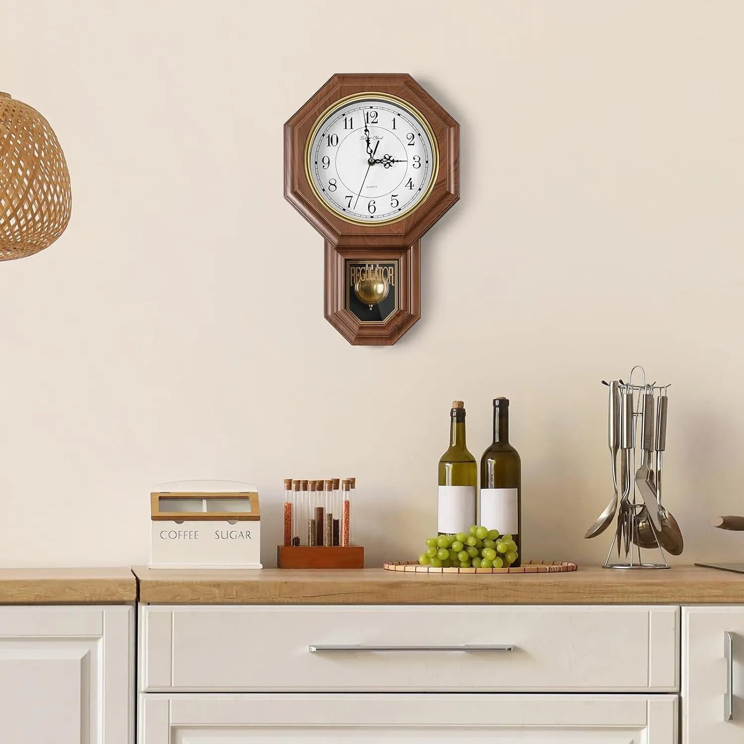 RegalTock – Battery-Operated Vintage Pendulum Regulator Wall Clock