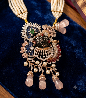 ShyamHeritage – Krishna Temple Pearl Necklace