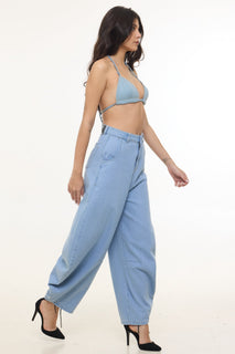 BarrelBloom – High-Rise Barrel Cut Wide-Leg Denim