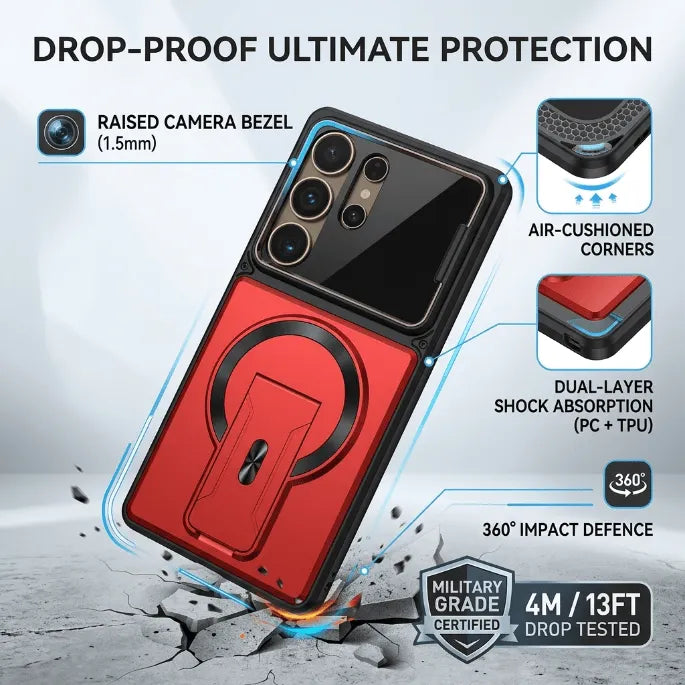 2026 Samsung S26 Series Full-Coverage, Shockproof Protective Case with Invisible Kickstand