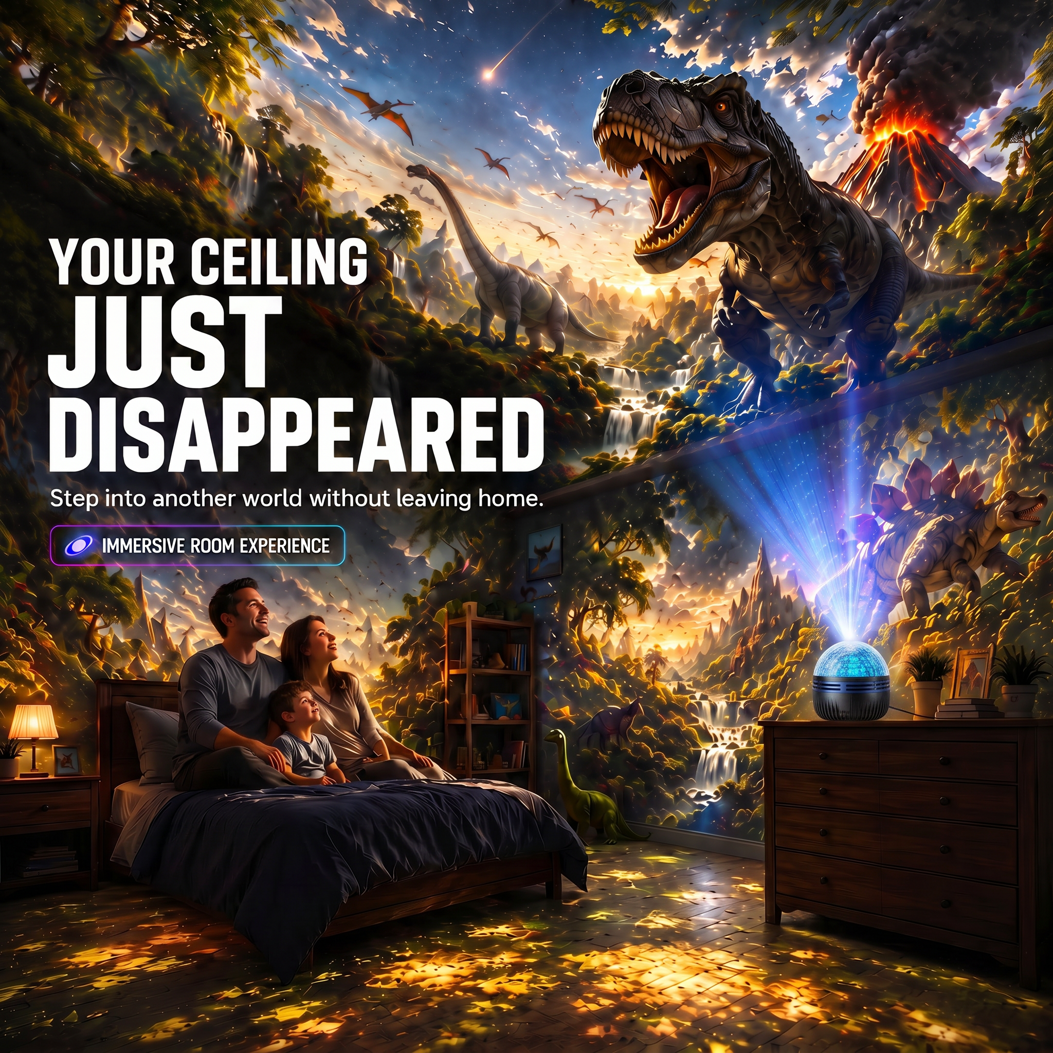 🦖🎁StarDrift – 360° Smart Holographic Starry Sky Projector (HD Smart Dynamic 5D)
