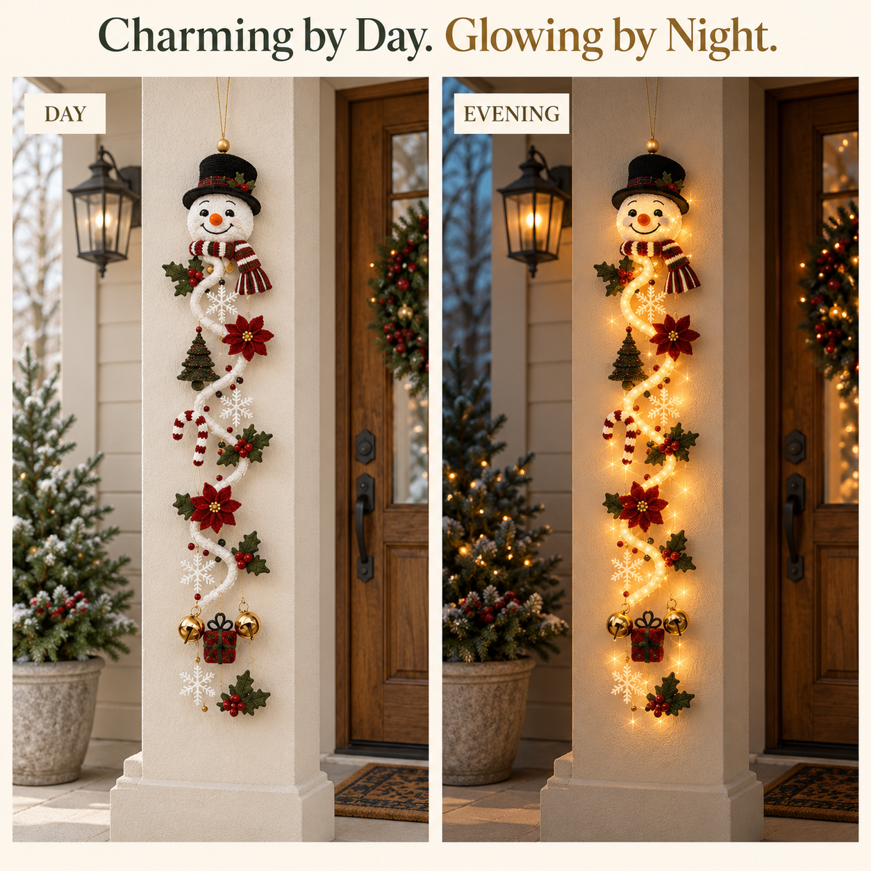 YuleGlow – 🎄 Glowing Christmas Door Hanger with 6 Festive Lighted Designs & Space-Saving Vertical Décor ✨