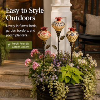 NectarCharm – Vintage Ceramic Hummingbird Feeder Garden Stake