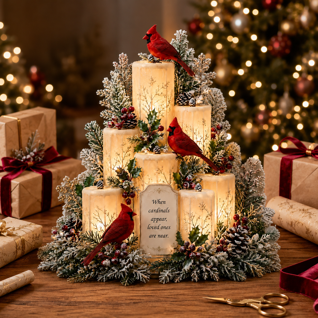 CardinalGlow – Memorial LED Candle Centerpiece