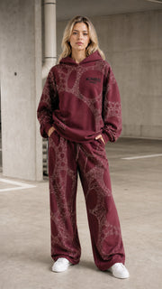 ShimmerEase – Washed Rhinestone Oversized Hoodie & Wide-Leg Pants Set