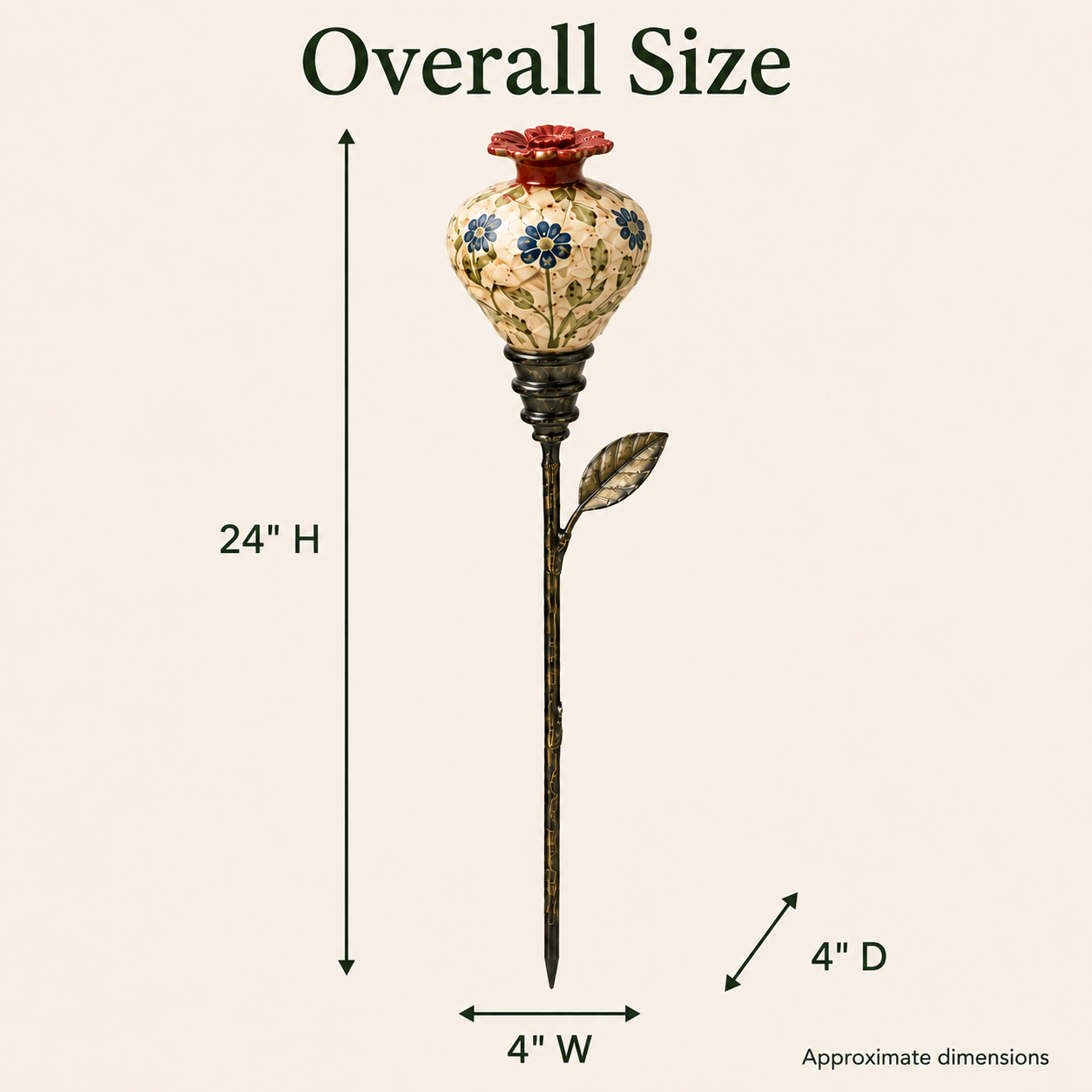 NectarCharm – Vintage Ceramic Hummingbird Feeder Garden Stake